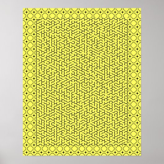 Yellow Hexagon Maze Poster (Vorne)