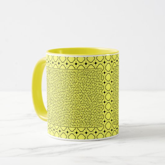 Yellow Hexagon Maze Tasse (Vorderseite Links)