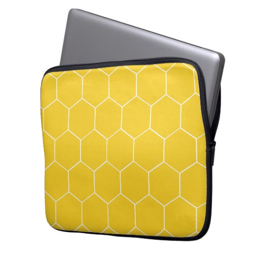 Yellow Hexagons Laptop Sleeve (Vorderseite Links)