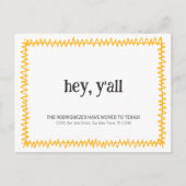 Yellow Hey Y'all - Nach Texas gezogen Postkarte (Vorderseite)