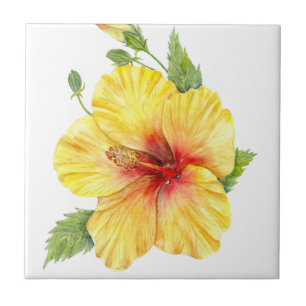 Yellow Hibiscus Botanical Fliese