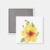 Yellow Hibiscus Botanical Magnet (Vorderseite/Rückseite)