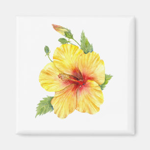 Yellow Hibiscus Botanical Magnet
