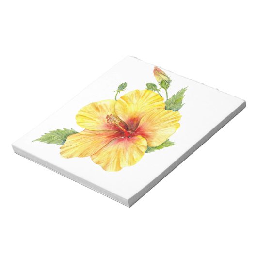 Yellow Hibiscus Botanical Notizblock (Rotiert)