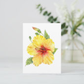 Yellow Hibiscus Botanical Postkarte (Stehend Vorderseite)