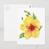 Yellow Hibiscus Botanical Postkarte (Vorne/Hinten)