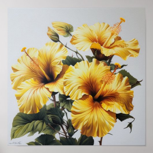 Yellow Hibiskus Blume Art Print Poster (Vorne)