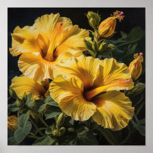 Yellow Hibiskus Blume Art Print Poster