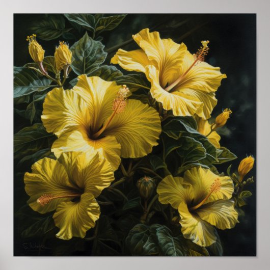 Yellow Hibiskus Blume Art Print Poster (Vorne)
