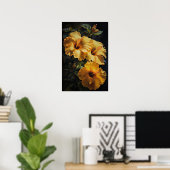 Yellow Hibiskus Blume Art Print Poster (Heimbüro)