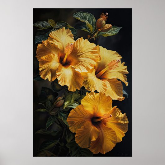 Yellow Hibiskus Blume Art Print Poster (Vorne)
