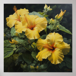 Yellow Hibiskus Blume Art Print Poster