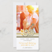 Yellow Hibiskus Tropical Taupe Waves Beach Foto Save The Date (Vorderseite)