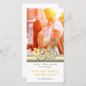 Yellow Hibiskus Tropical Taupe Waves Beach Foto Save The Date (Vorne/Hinten)