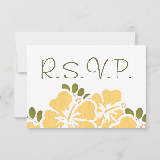 YELLOW HIBISKUS UAWG WEDING-ANTWORTKARTEN RSVP KARTE (Vorderseite)