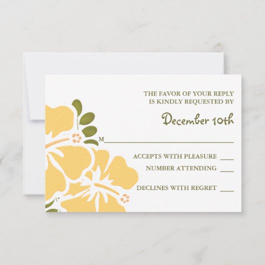 YELLOW HIBISKUS UAWG WEDING-ANTWORTKARTEN RSVP KARTE (Rückseite)