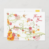 Yellow Hibiskus Wirbel & Swallows Floral Vielen Da Postkarte (Vorne/Hinten)