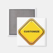 Yellow Highway Vorsicht Zeichen Magnet (Vorderseite/Rückseite)