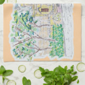 Yellow Historic Villa Geschirrtuch (Gefaltet)