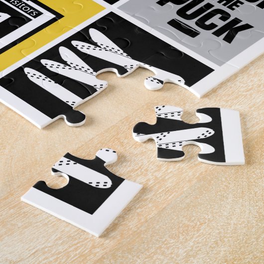 Yellow Hockey Elements Stick Puck Player Puzzle (Seite)