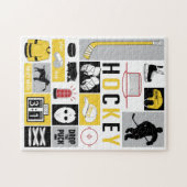 Yellow Hockey Elements Stick Puck Player Puzzle (Horizontal)