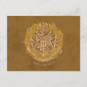 Yellow HOGWARTS™ Wappen Holiday Wreath Feiertagspostkarte