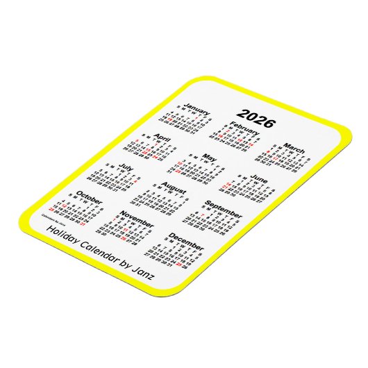 Yellow Holiday Calendar von Janz Magnet (Linke Seite)