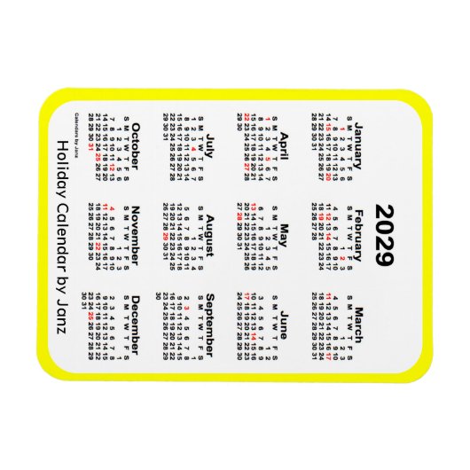 Yellow Holiday Calendar von Janz Magnet (Horizontal)