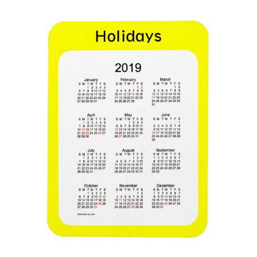 Yellow Holiday Calendar von Janz Magnet (Vertikal)