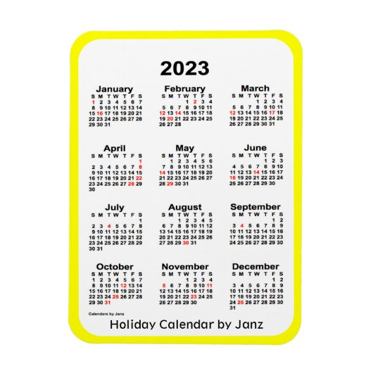 Yellow Holiday Calendar von Janz Magnet (Vertikal)