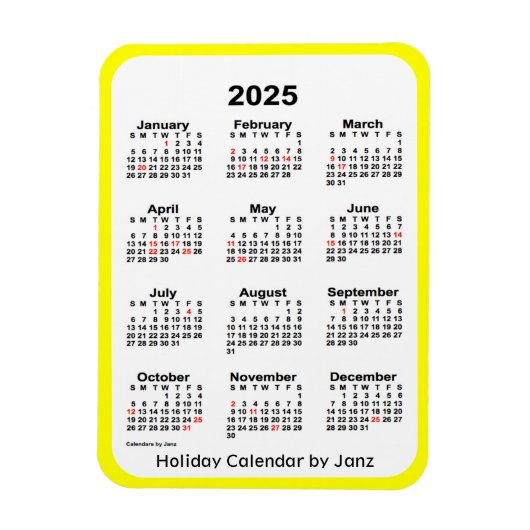 Yellow Holiday Calendar von Janz Magnet (Vertikal)
