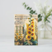 Yellow Hollyhock Collage Postkarte (Stehend Vorderseite)