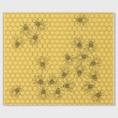 Yellow Honey Bee & Honeycomb Geschenkpapier (Flach)