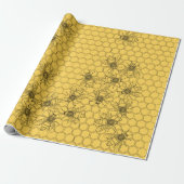Yellow Honey Bee & Honeycomb Geschenkpapier (Ungerollt)