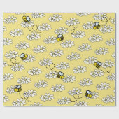 Yellow Honey Bee & White Daisy Pattern Geschenkpapier (Flach)