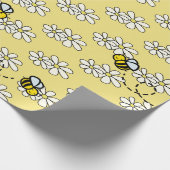 Yellow Honey Bee & White Daisy Pattern Geschenkpapier (Ecke)