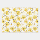 Yellow Honey Christmas Trees Floral Christmas Snow Geschenkpapier Set (Vorderseite 2)