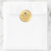 Yellow Honey Hexagon Label Bees Honeycomb Gold Runder Aufkleber (Tasche)