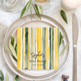 Yellow Honey Stripe Baby Shower Napkins Serviette