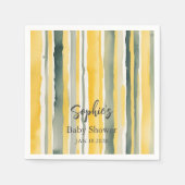 Yellow Honey Stripe Baby Shower Napkins Serviette (Vorderseite)