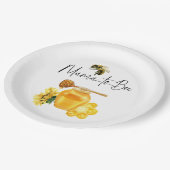 Yellow Honey Watercolor Sonnenblumendusche Pappteller (Schrägansicht)