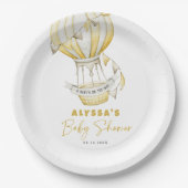 Yellow Hot Air Ballon Babydusche Pappteller (Vorderseite)