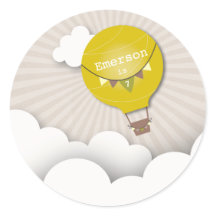 Yellow Hot Air Ballon Geburtstagsparty Sticker