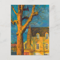 Yellow House Old Tree Landschaft Normandie Frankre