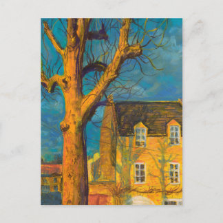 Yellow House Old Tree Landschaft Normandie Frankre Postkarte