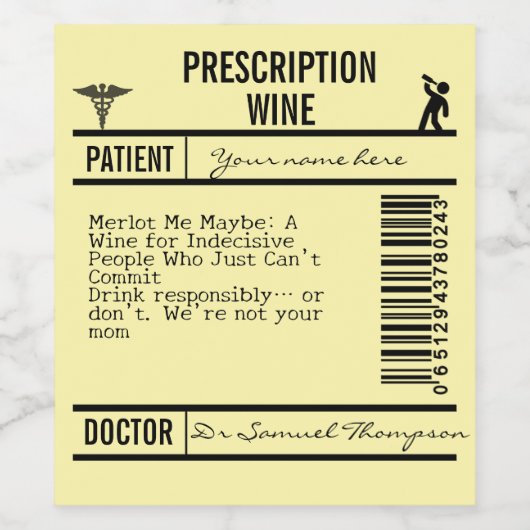 yellow Humorous, and Versatile Design for Party Weinetikett (Einzelnes Label)
