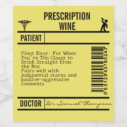 yellow Humorous, and Versatile Design for Party Weinetikett (Einzelnes Label)