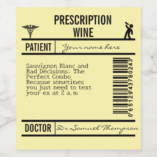 yellow Humorous, and Versatile Design for Party Weinetikett (Einzelnes Label)