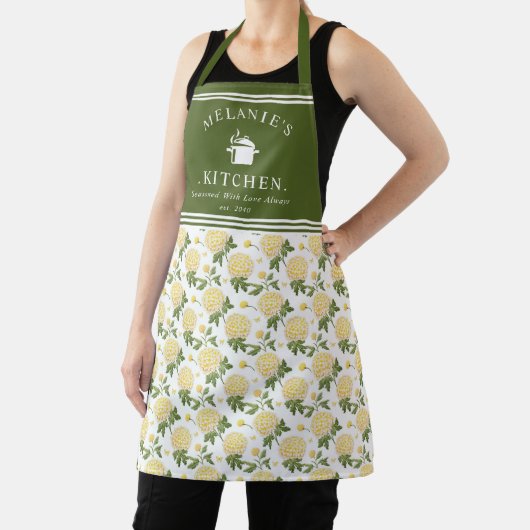 Yellow Hydragea Floral Personalisiert Kitchen Schürze (InSitu)
