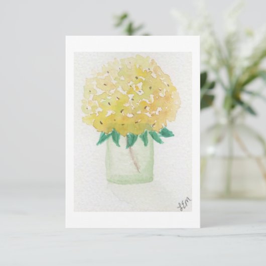 Yellow Hydrangea Blume Mitteilungskarten (Stehend Vorderseite)